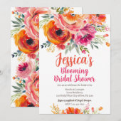 Vrijgezellenfeest Zomer Sinaasappel en Roze Bloeme Kaart (Voorkant / Achterkant)