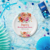 Vrijgezellenfeest Zomer Sinaasappel en Roze Bloeme Papieren Bordje (Feest)
