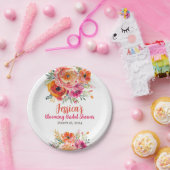 Vrijgezellenfeest Zomer Sinaasappel en Roze Bloeme Papieren Bordje (Feest)