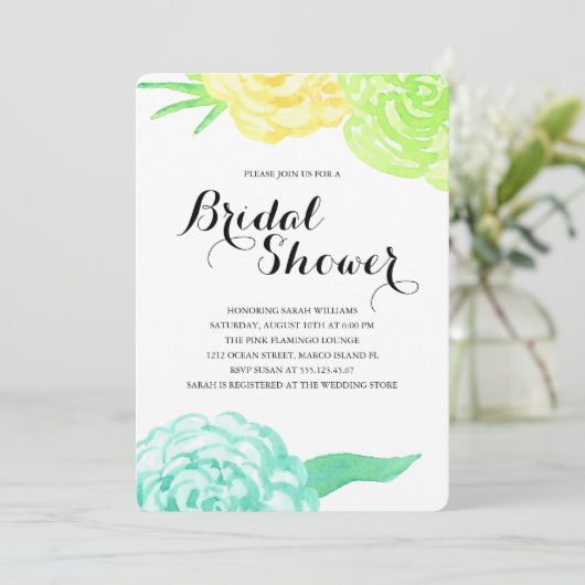 Vrijgezellenfeest zomerbloemen Waterverf Kaart (Staand voorkant)