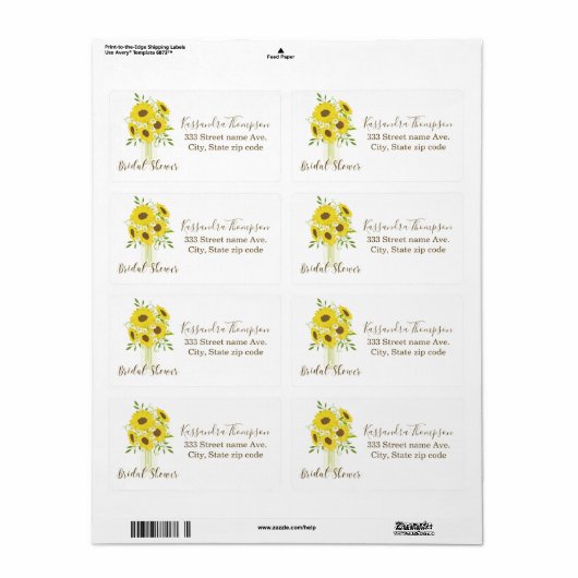 Vrijgezellenfeest Zonnebloem Adreslabel Etiket (Full Sheet)