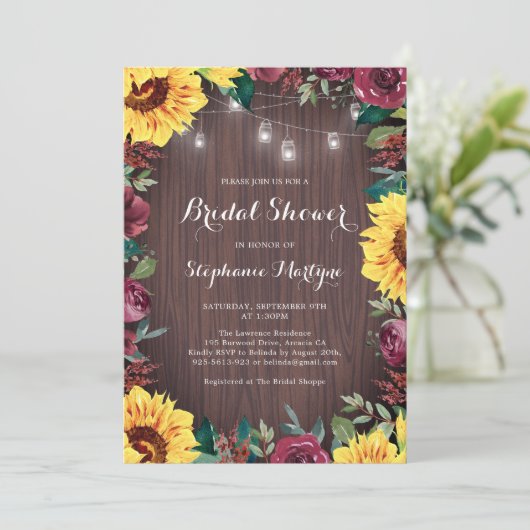 Vrijgezellenfeest Zonnebloem Bourgogne Roos Kaart (Staand voorkant)