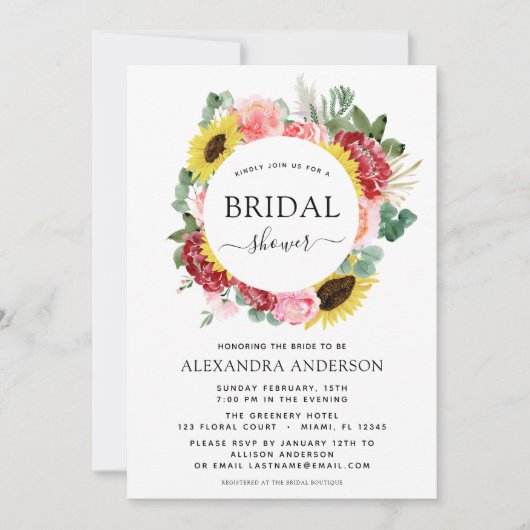 Vrijgezellenfeest Zonnebloem Eucalyptus Bloemkrans Kaart (Voorkant)