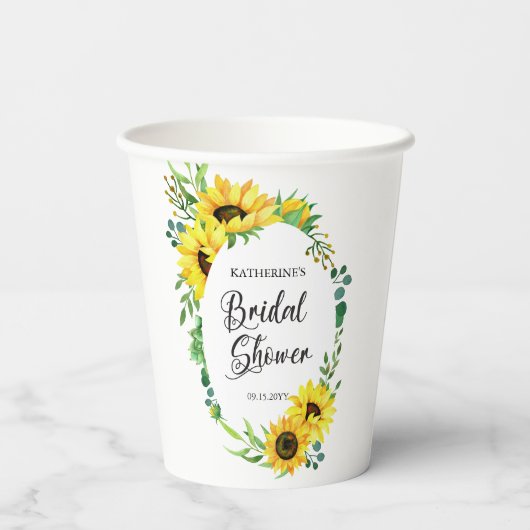 Vrijgezellenfeest Zonnebloem Eucalyptus Florenz. L Papieren Bekers (Achterkant)