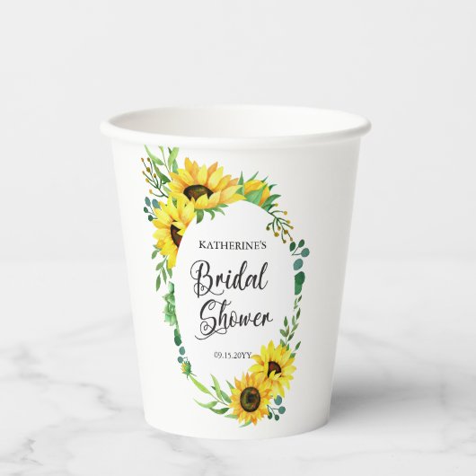 Vrijgezellenfeest Zonnebloem Eucalyptus Florenz. L Papieren Bekers (Voorkant)