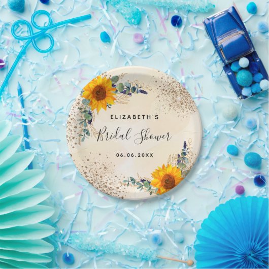 Vrijgezellenfeest zonnebloem eucalyptusgroen papieren bordje (Feest)