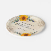 Vrijgezellenfeest zonnebloem eucalyptusgroen papieren bordje (Gekanteld)
