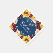 Vrijgezellenfeest Zonnebloem Herfst Bloemen Navy B Servet (Hoek)