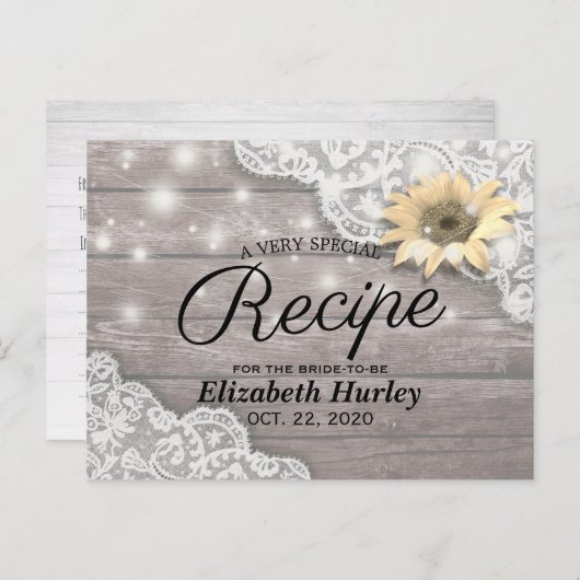 Vrijgezellenfeest - Zonnebloem - Houtverlichting Uitnodiging Briefkaart (Voorkant / Achterkant)