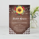 Vrijgezellenfeest Zonnebloem Kant Rode Bloemen Rus Kaart (Staand voorkant)