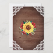 Vrijgezellenfeest Zonnebloem Kant Rode Bloemen Rus Kaart (Achterkant)