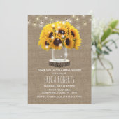 Vrijgezellenfeest Zonnebloem Mason Jar & String Li Kaart (Staand voorkant)