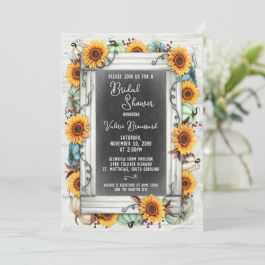 Vrijgezellenfeest Zonnebloem Pompoen Rustieke Herf Kaart (Staand voorkant)