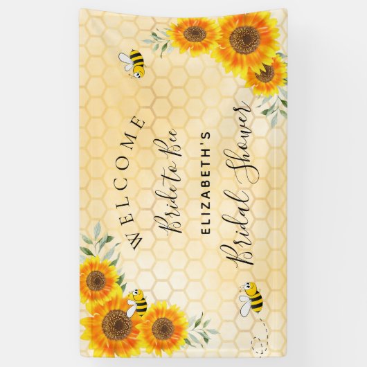 Vrijgezellenfeest zonnebloemen honingraatbruin voo spandoek (Verticaal)