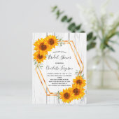 Vrijgezellenfeest zonnebloemen hout Goud geometris Briefkaart (Staand voorkant)