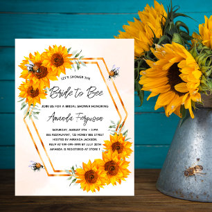 Vrijgezellenfeest zonnebloemen zijn meetkundig uitnodiging briefkaart