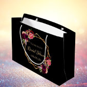 Vrijgezellenfeest zwart bloemetjes bourgogne groot cadeauzakje