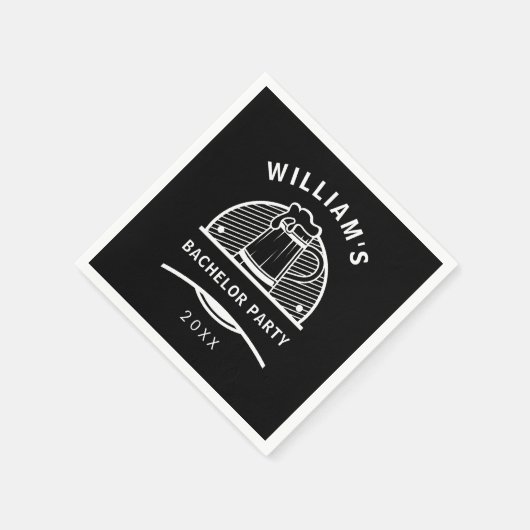 Vrijgezellenfeest zwart en wit bier servet (Hoek)