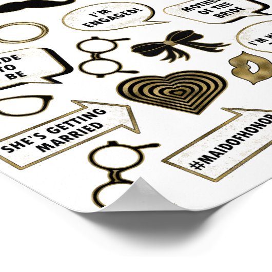 Vrijgezellenfeest Zwart & Goud Fotocabine Teken Pr Poster (Hoek)