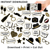 Vrijgezellenfeest Zwart & Goud Fotocabine Teken Pr Poster