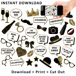 Vrijgezellenfeest Zwart & Goud Fotocabine Teken Pr Poster