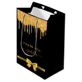 Vrijgezellenfeest zwart goud glitter bedankt voor  medium cadeauzakje (Voorkant Gekanteld)