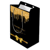 Vrijgezellenfeest zwart goud glitter bedankt voor  medium cadeauzakje (Achterkant Gekanteld)