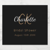 Vrijgezellenfeest zwart goud monogram sparkling wijnetiket (Enkel label)