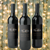 Vrijgezellenfeest zwart goud monogram wijn etiket