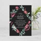 Vrijgezellenfeest Zwart met Rode Rozen Invitation Kaart (Staand voorkant)