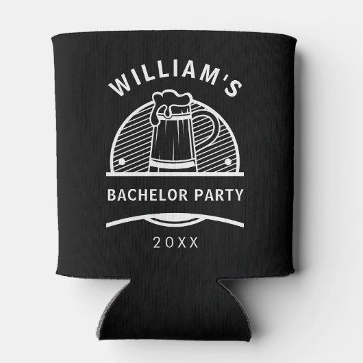 Vrijgezellenfeest zwart-wit bier blikjeskoeler (Achterkant)