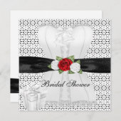 Vrijgezellenfeest Zwart Wit Corset Rode Rozen Bloe Kaart (Voorkant / Achterkant)