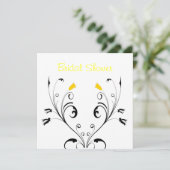 vrijgezellenfeest, zwart-wit, geel kaart (Staand voorkant)