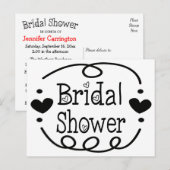 Vrijgezellenfeest zwart-wit hart uitnodiging (Voorkant / Achterkant)