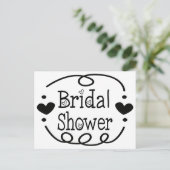 Vrijgezellenfeest zwart-wit hart uitnodiging (Staand voorkant)