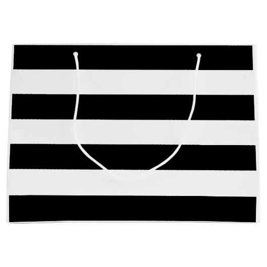 Vrijgezellenfeest zwart-wit streep large cadeautasje (Voorkant)