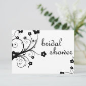 vrijgezellenfeest: zwart-witte bloesems kaart (Staand voorkant)