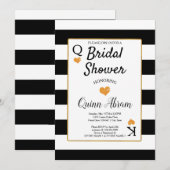 Vrijgezellenfeest zwart-witte strepen | Gold Heart Kaart (Voorkant / Achterkant)