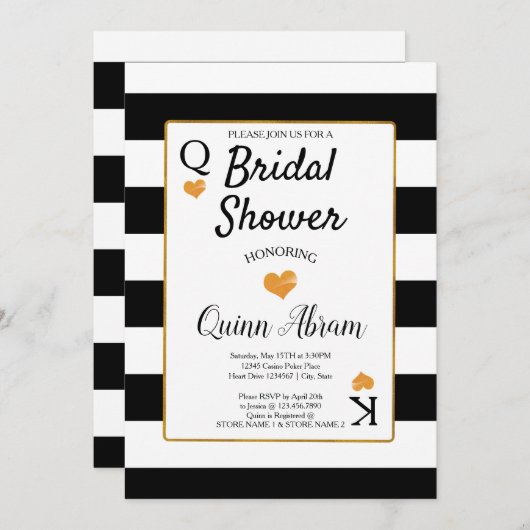 Vrijgezellenfeest zwart-witte strepen | Gold Heart Kaart (Voorkant / Achterkant)