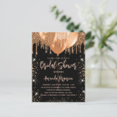 Vrijgezellenfeest zwarte goudballon uitnodiging briefkaart (Staand voorkant)