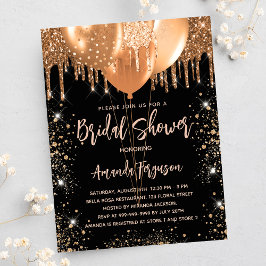 Vrijgezellenfeest zwarte goudballon uitnodiging briefkaart