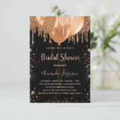 Vrijgezellenfeest zwarte goudballonnen luxe kaart (Staand voorkant)