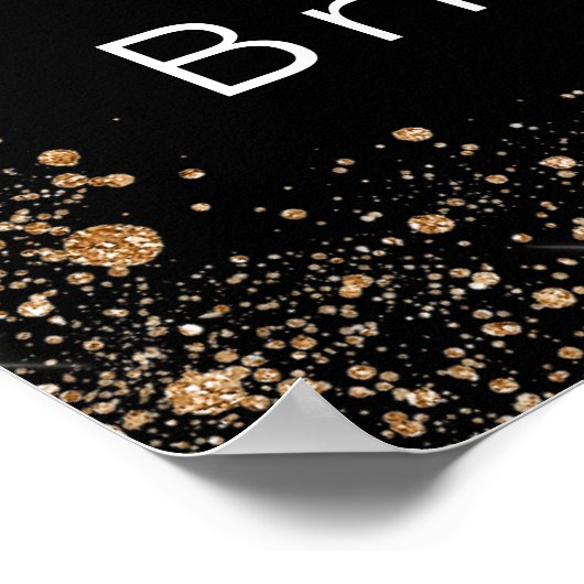 Vrijgezellenfeest zwarte gouden glitter welkom poster (Hoek)