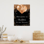 Vrijgezellenfeest zwarte gouden glitter welkom poster (Keuken)