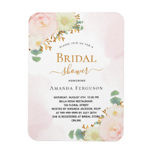 Vrijgezellenfeest zwarte roze bloemen uitnodiging magneet