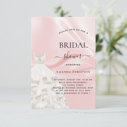 Vrijgezellenfeest zwarte roze bruidsjurk kaart (Staand voorkant)