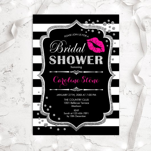 Vrijgezellenfeest - Zwarte roze zilver Kaart