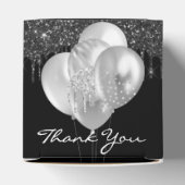 Vrijgezellenfeest zwarte zilveren glitter druipt b bedankdoosjes (Bovenkant)