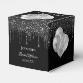 Vrijgezellenfeest zwarte zilveren glitter druipt b bedankdoosjes (Achterkant)