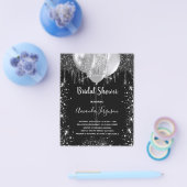 Vrijgezellenfeest zwarte zilveren uitnodiging flyer (Enkel)